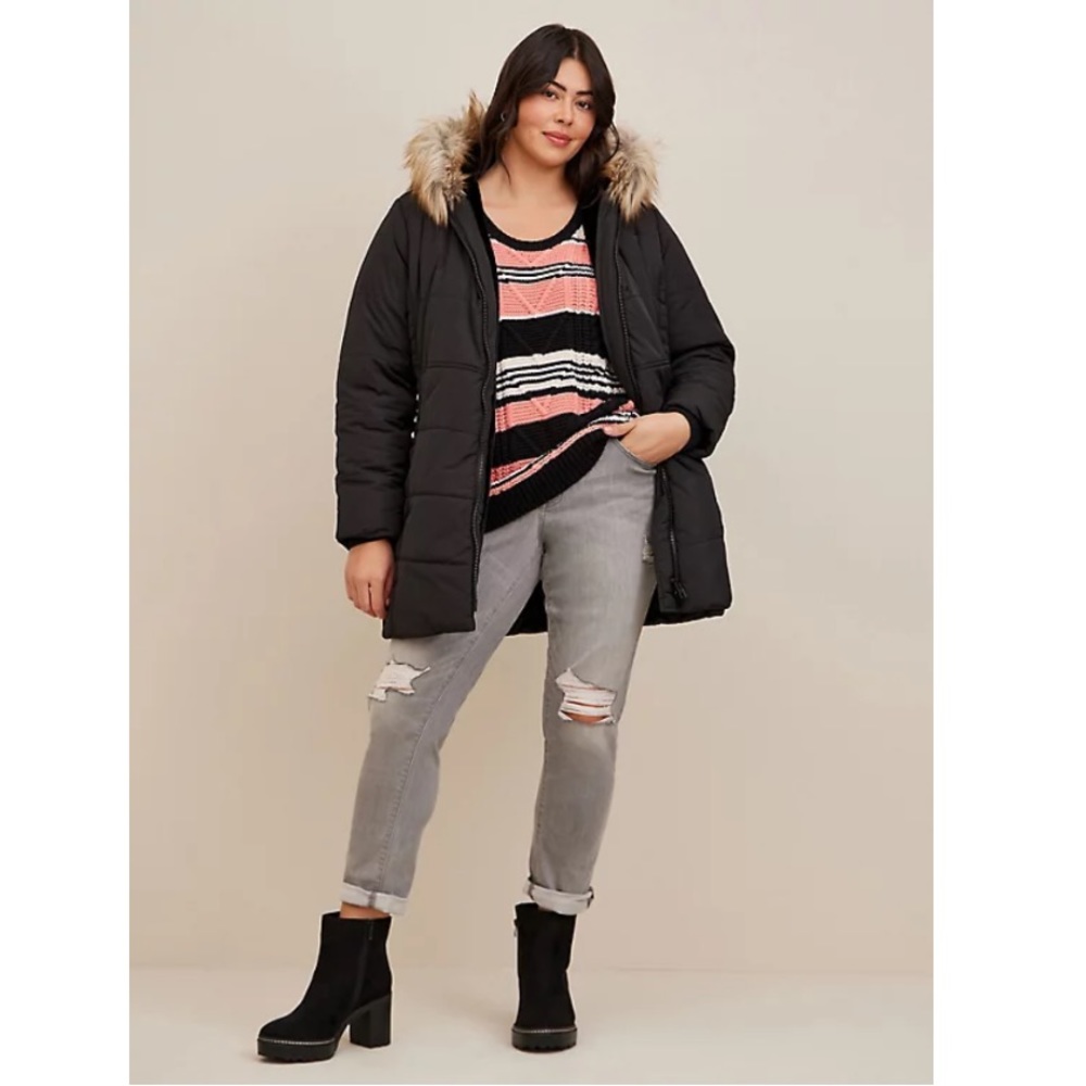 Torrid Fit and Flare Puffer Winter Jacket Black Size 2 18/20